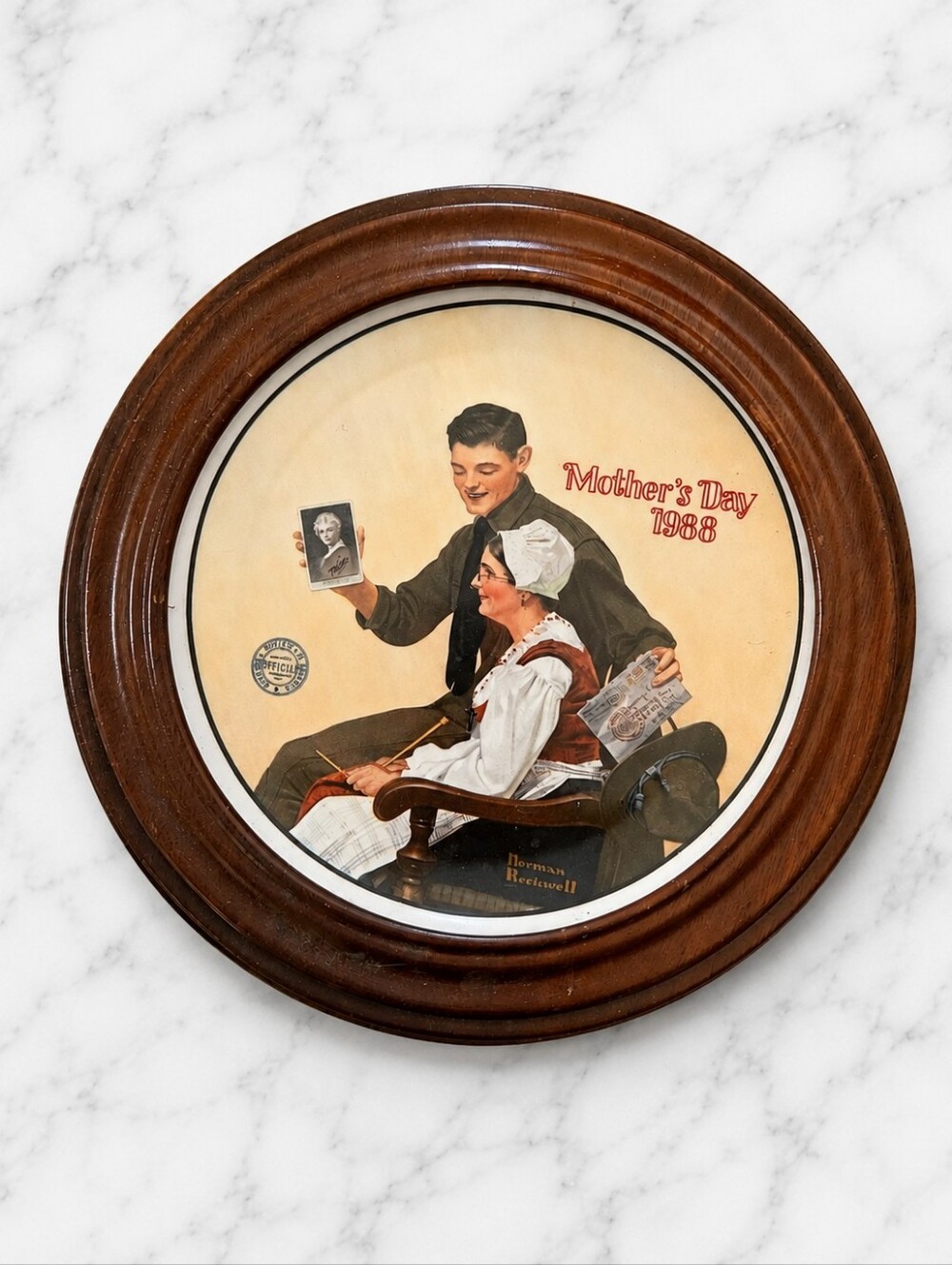 Norman Rockwell My Mother 1988 Knowles Collector Plate Framed Mother's Day